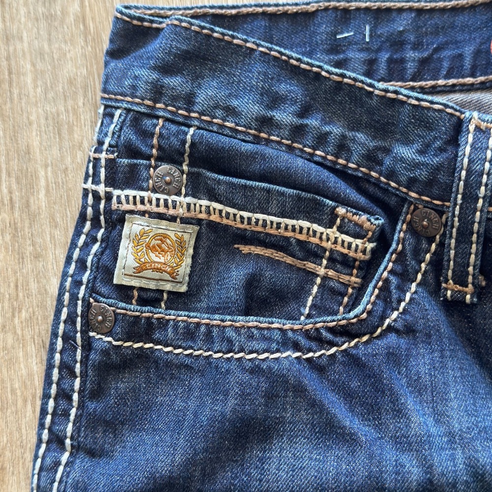 Cinch Ian Slim Fit Bootcut Jeans Mens 33x32 Dark Wash Denim MB69936001 - Picture 7 of 10